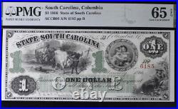 1866 $1(One Dollar) South Carolina, Columbia PMG 65 EPQ Gem Unc Banknote