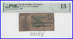 1867 City of Charleston, South Carolina 10c Note PMG 15 (58657)