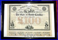 1871 The State of South Carolina, Sterling Funded Debt, Framed