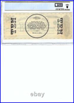 1872 $10 Revenue Bond Script Columbia, South Carolina PCGS Bnk 55 AU