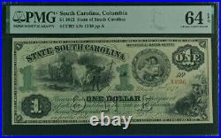 1872 $1, $5, $10, $20 Obsolete, Columbia, South Carolina Revenue Bond Scrip 4 notes