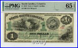 1872 $1 South Carolina Columbia Haxby# OBSSCCR3 PMG Gem 65 EPQ