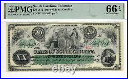 1872 $20 COLUMBIA South Carolina (Gorgeous) PMG GEM UNC 66EPQ