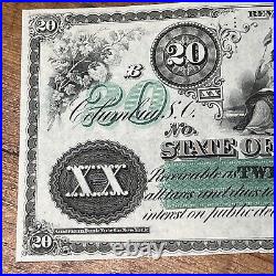 1872 $20 South Carolina Revenue Bond Scrip Fifty Dollars Obsolete Antique Note