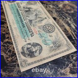 1872 $20 Twenty Dollar South Carolina Revenue Bond Scrip UNCIRCULATED CRISP B