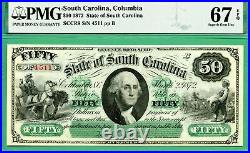 1872 $50 State of SOUTH CAROLINA COLUMBIA PMG SUPERB GEM 67 EPQ