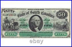 1872 The State of South Carolina Columbia CU $50 Revenue Bond Scrip Uncirculated