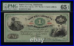 1873 $1 Charleston, South Carolina Rail Road Co. Fare Ticket PMG 65 EPQ