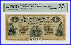 1873 $1 Mechanics & Farmers Building & Loan Assoc. SOUTH CAROLINA Note PMG 35