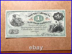 1873 $1 Obsolete Fare Ticket South Carolina Railroad Co
