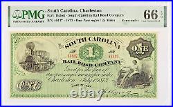 1873 $1 South Carolina Rail Road Company Charleston Fare Ticket PMG 66 EPQ