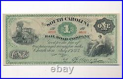 1873 $1 South Carolina Railroad Company Fare Ticket Obsolete Unc Ships Free