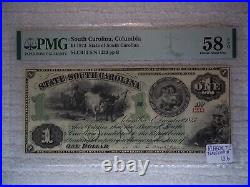 1873 $1 State of South Carolina Columbia Obsolete Currency PMG 58 EPQ