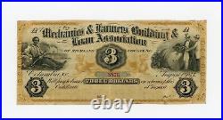 1873 $3 The Mechanics & Farmers Building & Loan Assoc. SOUTH CAROLINA Note