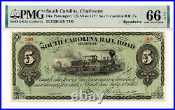 1873 One Passenger / 125 Miles South Carolina R. R. Co. Remainder PMG UNC 66 EPQ