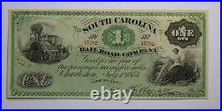 1873 South Carolina Railroad $1 Fare Ticket SC 230-05