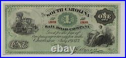 1873 South Carolina Railroad Company $1 Fare Ticket SC 230-05 Choice CU 2BBL