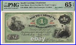 1873 South Carolina Railroad Company One Fare Obsolete Note PMG 65 EPQ! Superb