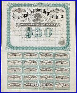 1878 $50 State of South Carolina Deficiency Bond Un-Issued