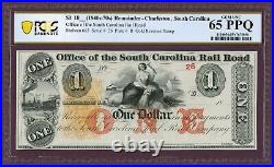 18XX Office of the South Carolina RR, Charleston, SC $1 Note No. 26 PCGS 65PPQ