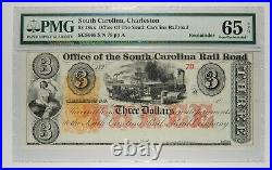 18xx $3 Office Of The South Carolina Railroad PMG 65 EPQ