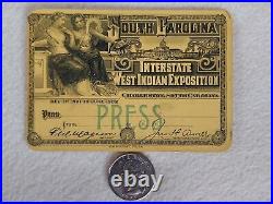 1901-1902 South Carolina Inter-State and West Indian Exposition Press Pass