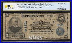 1902 $5 Columbia, Sc National Bank Note Pcgs 8 South Carolina Currency 63658