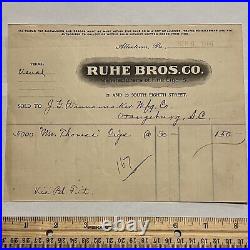 1906 Ruhe Bros Co. Fine Cigars Orangeburg, South Carolina Receipt On Thick Paper