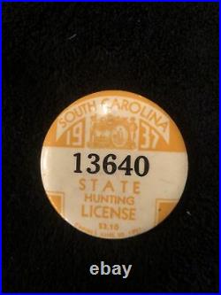 1937 South Carolina State hunting license pin