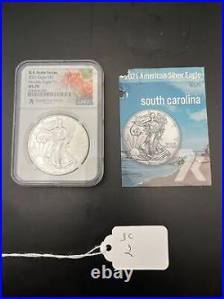 2021 NGC MS 70 Silver Eagle Dollar 1oz silver U. S STATE SERIES South Carolina