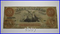 $20 1856 Hamburg South Carolina SC Counterfeit Obsolete Currency Bank Note Bill
