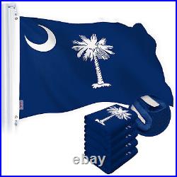 3 Pack South Carolina SC State Flag 4x6 Ft Spun Polyester Embroidered Design