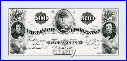 $500 The Bank of Charleston, SOUTH CAROLINA Proprietary PROOF Note Ch. CU