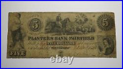 $5 1853 Winnsboro South Carolina Obsolete Currency Bank Note Bill Planters Bank