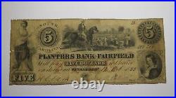 $5 1853 Winnsboro South Carolina Obsolete Currency Bank Note Bill Planters Bank