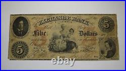 $5 1854 Columbia South Carolina SC Obsolete Currency Bank Note Bill! Exchange