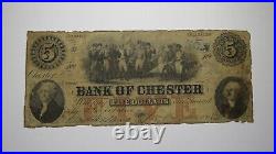 $5 1856 Chester South Carolina SC Obsolete Currency Bank Note Bill! Five Dollars