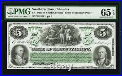 $5 Columbia, SC- State of South Carolina PROPRIETARY PROOF PMG 65- STUNNING WOW