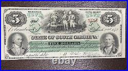 5 Dollars South Carolina Revenue Bond Script Obsolete Currency Note #50295