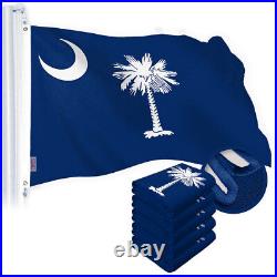 5 Pack South Carolina SC State Flag 3x5 Ft Embroidered 220GSM SPUN POLYESTER