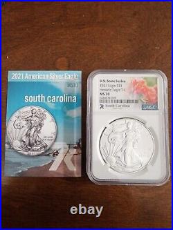 7K SOUTH CAROLINA State Series MS70 coin 2021 NGC SILVER EAGLE