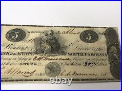 A&O-$5 STATE, Charleston, South Carolina-1861 Civil War Era-Offset Imprint NICE