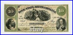 April 13th 1861 $10 The Bank of the State of SOUTH CAROLINA Note CIVIL WAR Era