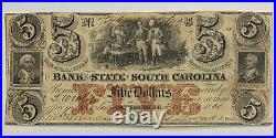 Bank Of The State Of South Carolina $5 Note