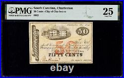 Charleston May 1862 South Carolina City of Charleston 50¢ PMG VF25 Sheheen 796