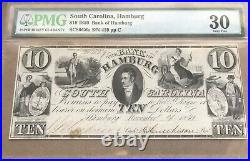 Hamburg South Carolina, $10 1850 hamburg bank, PMG 30, scarce