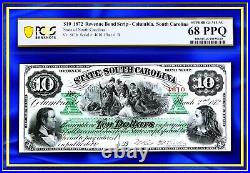 INA South Carolina 1872 $10 Obsolete Paper Currency Civil-War PCGS 68 PPQ TopPop