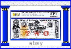 INA South Carolina Rail Road $2 Obsolete Currency Amazing Quality PCGS 68 PPQ