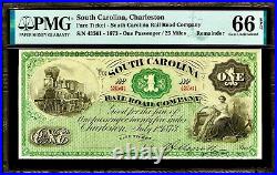 July 1, 1873 Charleston South Carolina Rail Road Co $1 Fare Note PMG 66EPQ