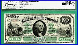 Low 3 Digit Serial #770 1872 $50 South Carolina, Columbia Legacy Gem 66 Ppq